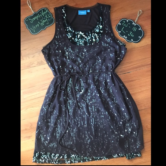 Vera Wang Dresses & Skirts - Sleeveless Dark Purple Sequin Vera Wang Dress